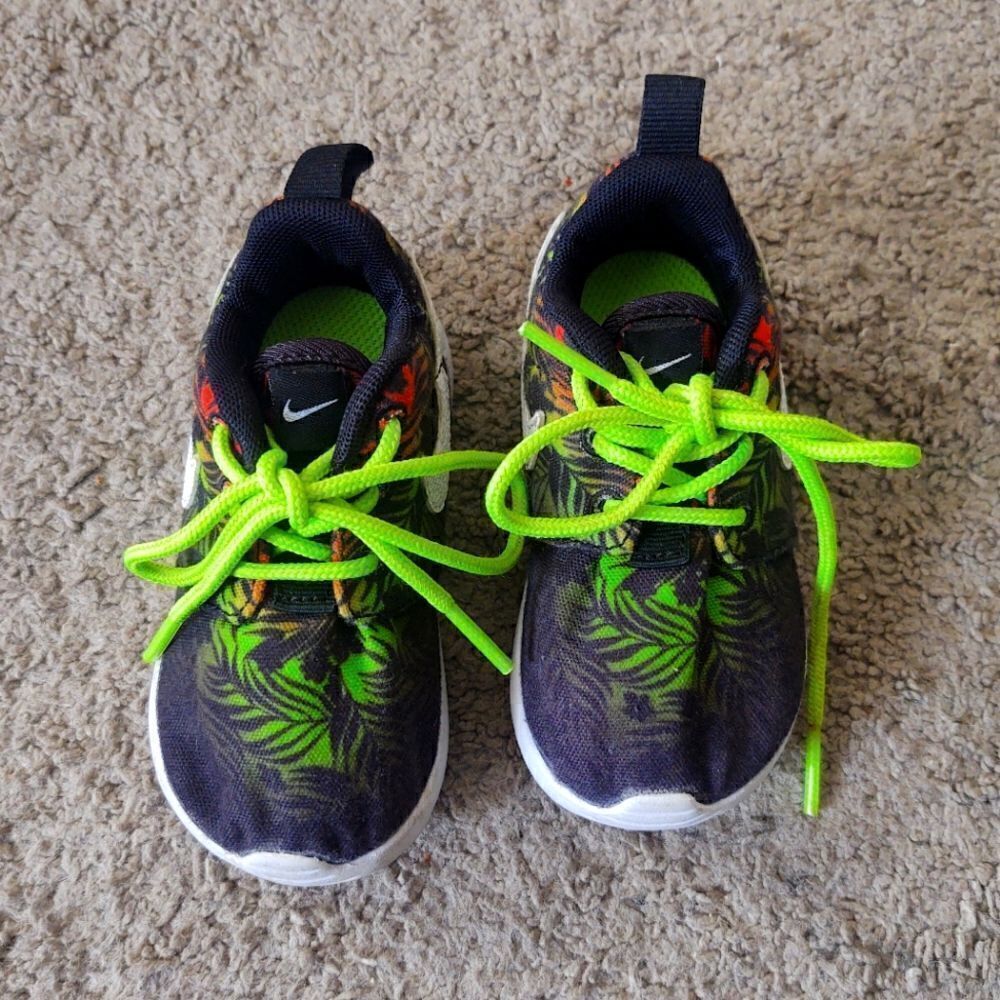 Nike Rosherun Print (TD) Orange/White/Lime/Blk Toddler/Infants Boy's Size 5c